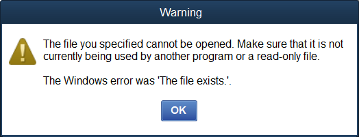 QuickBooks payroll error the file exists