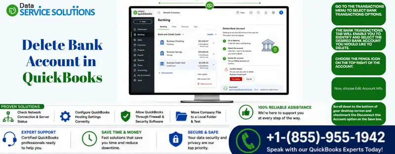delete bank account in quickbooks