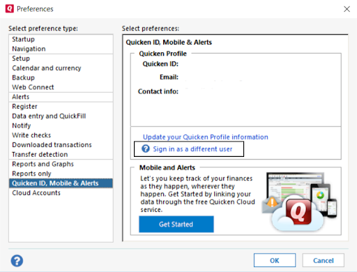 setting up accounts in quicken