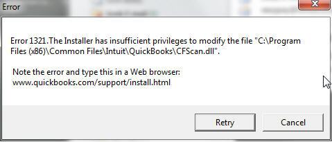 the installer has insufficient privileges to modify the file at [.dll file path]