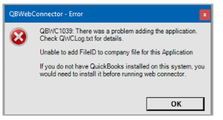 QuickBooks Desktop Error QBWC1039
