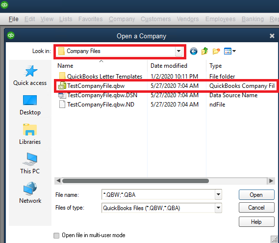 change default file location quickbooks