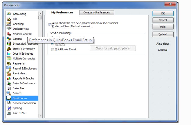 comcast email server settings for quickbooks