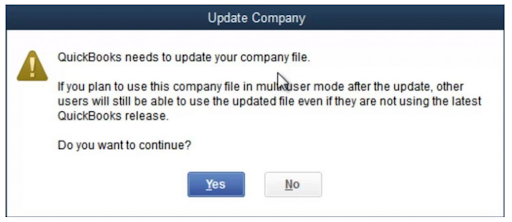 this company file needs to be updated-error meaasge