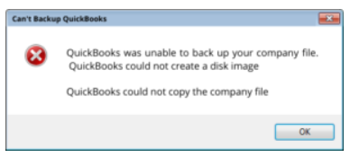 Unable to backup QuickBooks company file error message