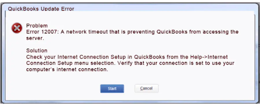 QuickBooks Error Message 12007
