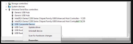 Steps to Use Device Manager to Reinstall the USB Composite