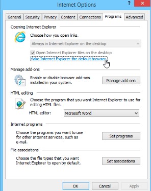How to Set Internet Explorer as the default browser?