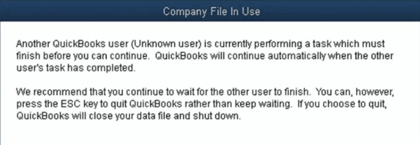 QuickBooks Company File in Use