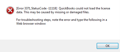 QuickBooks Error 3371, Status Code 11118