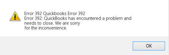 QuickBooks Error 392 message