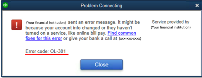 QuickBooks Error OL-301