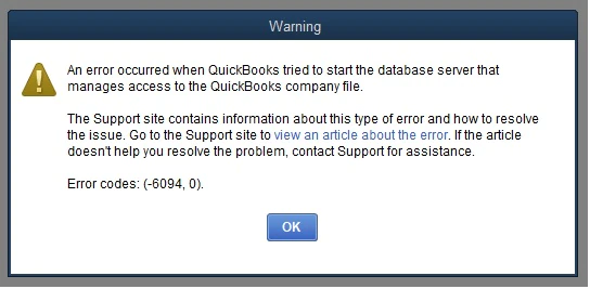 QuickBooks Error 6094 Error Message