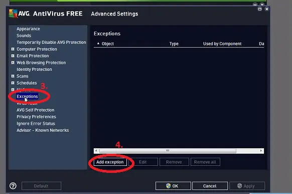 Configure the AVG antivirus