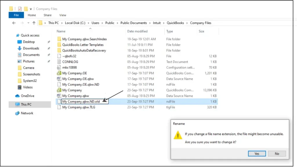 Edit the file name of ‘.ND’ and ‘.TLG’ files