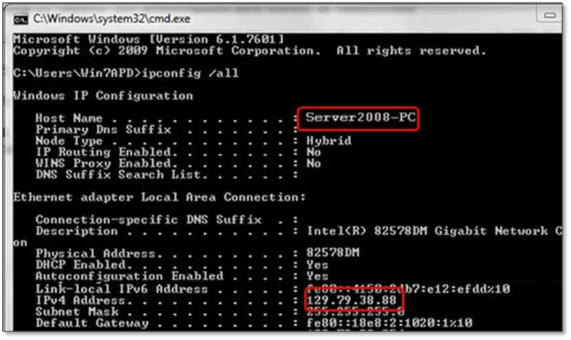 Hostname and IP address