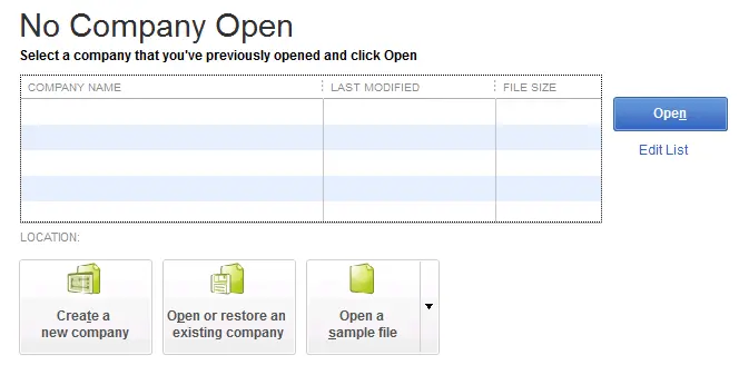 Open Company File