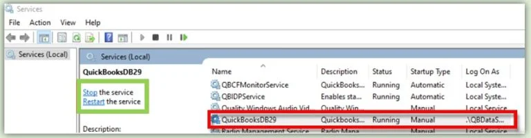 QuickBooks Database Server Manager service