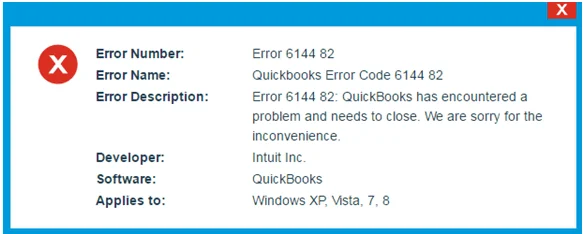 QuickBooks Error Message 6144 82