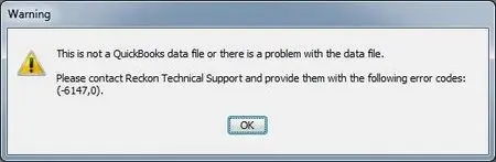 quickbooks error code 6147 0, data error