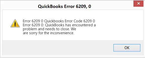 QuickBooks Error Code 6209 0