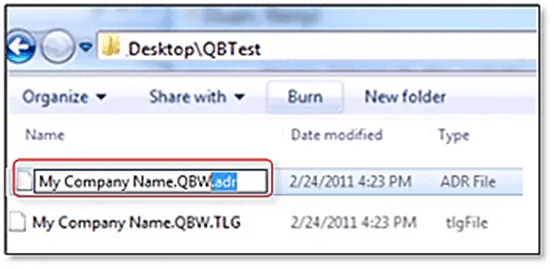 change the name of .adr file to fix quickbooks error 6147