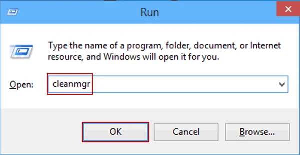 Type cleanmgr in Windows Run 