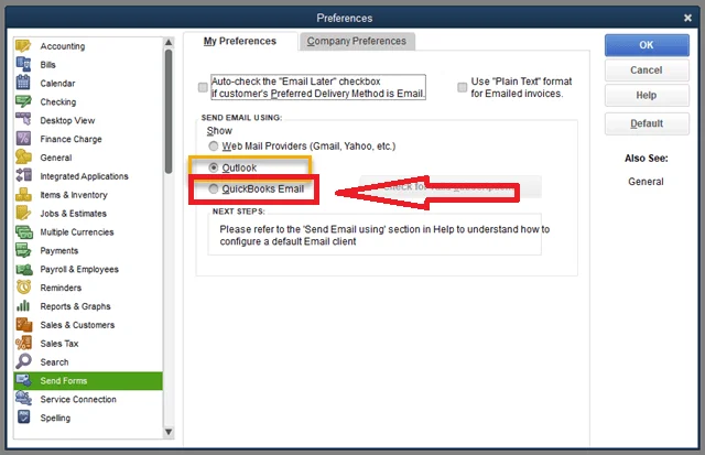 Verify QuickBooks Email Preferences