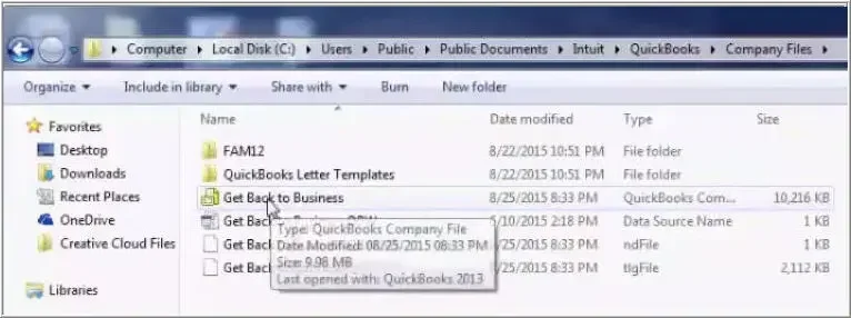 copy the company file to the newly created folders