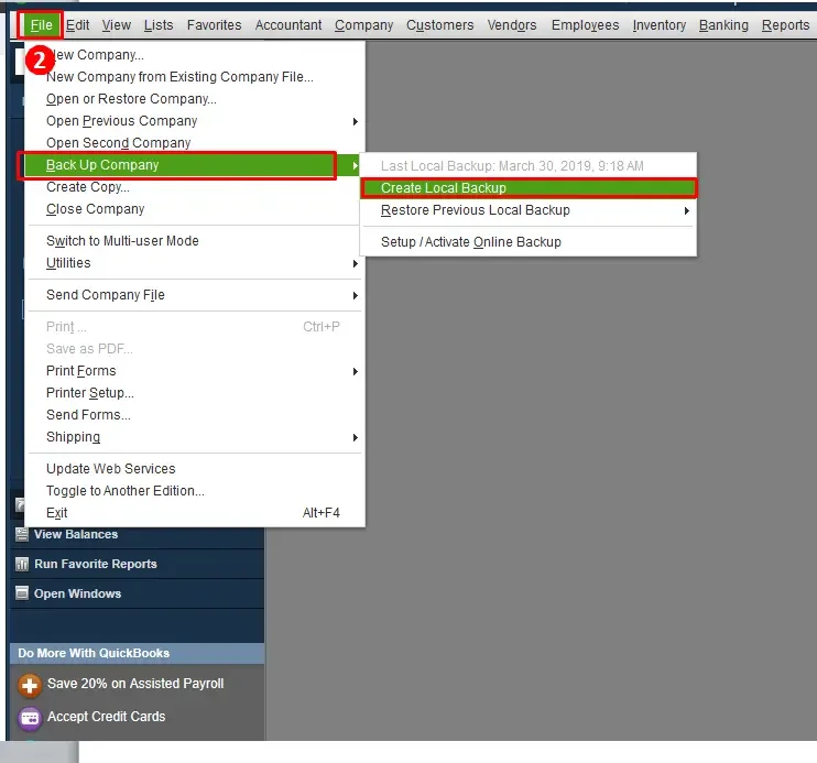 Backup QuickBooks company File