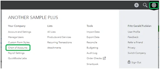 Chart of Accounts Option