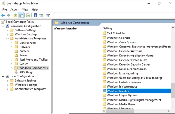 Local Group Policy Editor( Windows Installer)