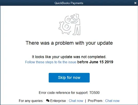 QuickBooks Error TD500