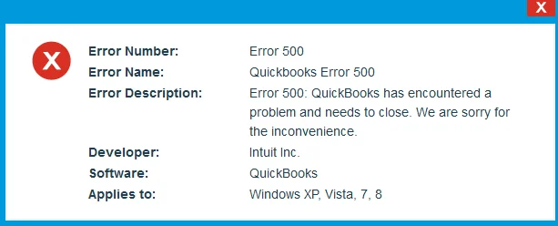 QuickBooks error 500