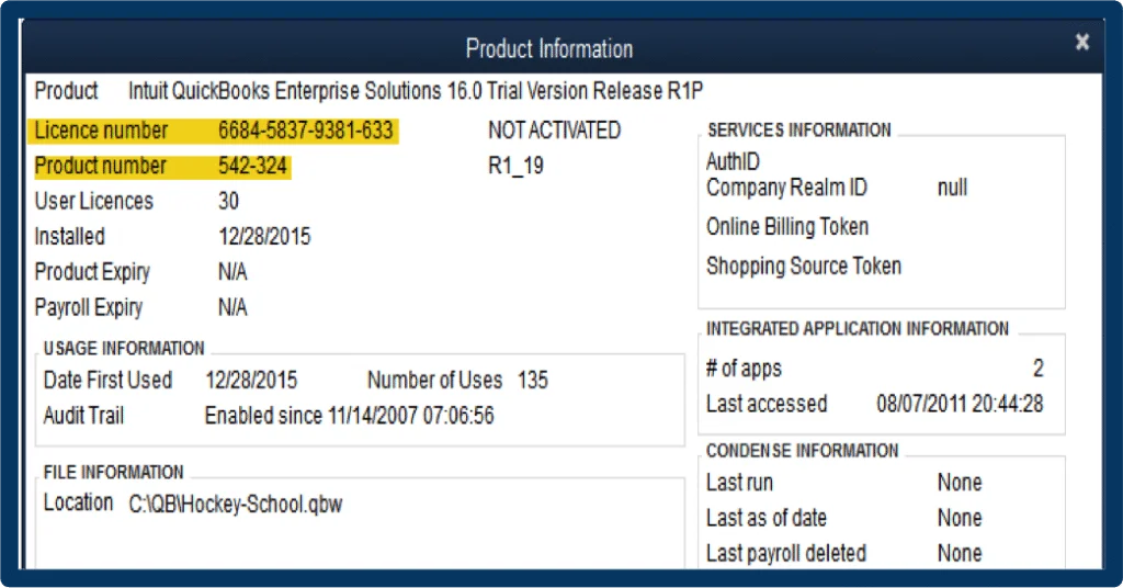 QuickBooks product Information