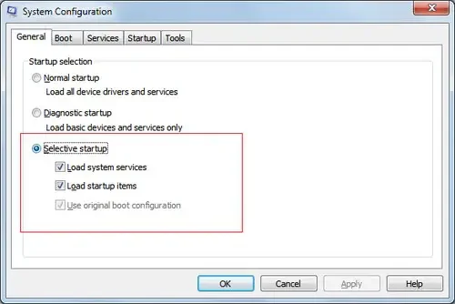 System Configuration (General Tab)