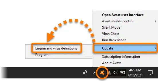 Update the Avast Program and Virus Definition