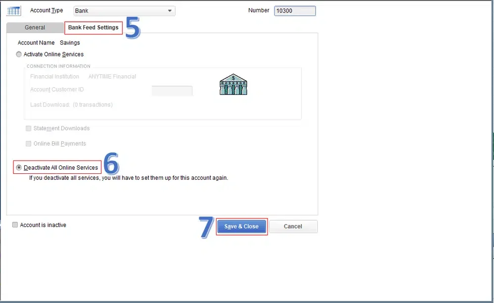 Access the account setup to fix the QuickBooks Banking error ol-334
