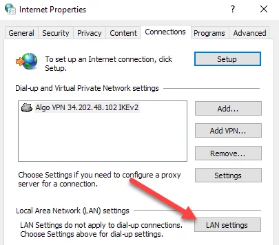 Internet Properties (LAN Settings)