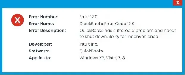 QuickBooks Error -12 0