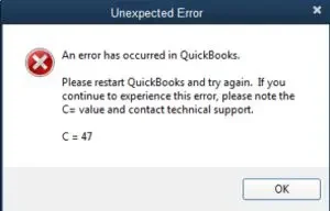 QuickBooks error C=47