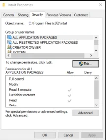 Granting Windows Permissions to QuickBooks Folder