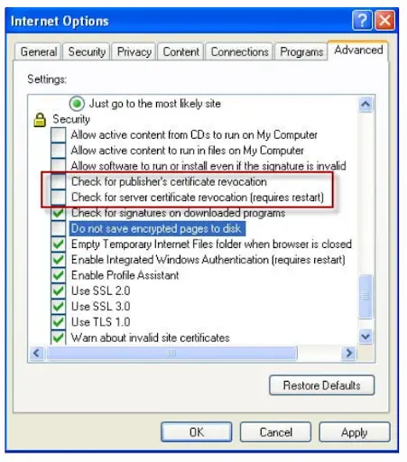 Change SSL Settings as Required