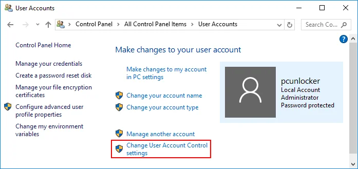 Change User Account Control Settings