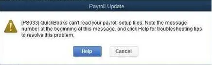 QuickBooks Payroll Error PS033