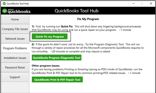QuickBooks Tools Hub (Quick Fix My Program)