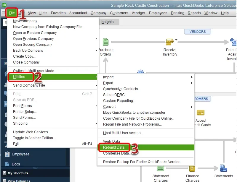 access the quickbooks rebuilt utility tool