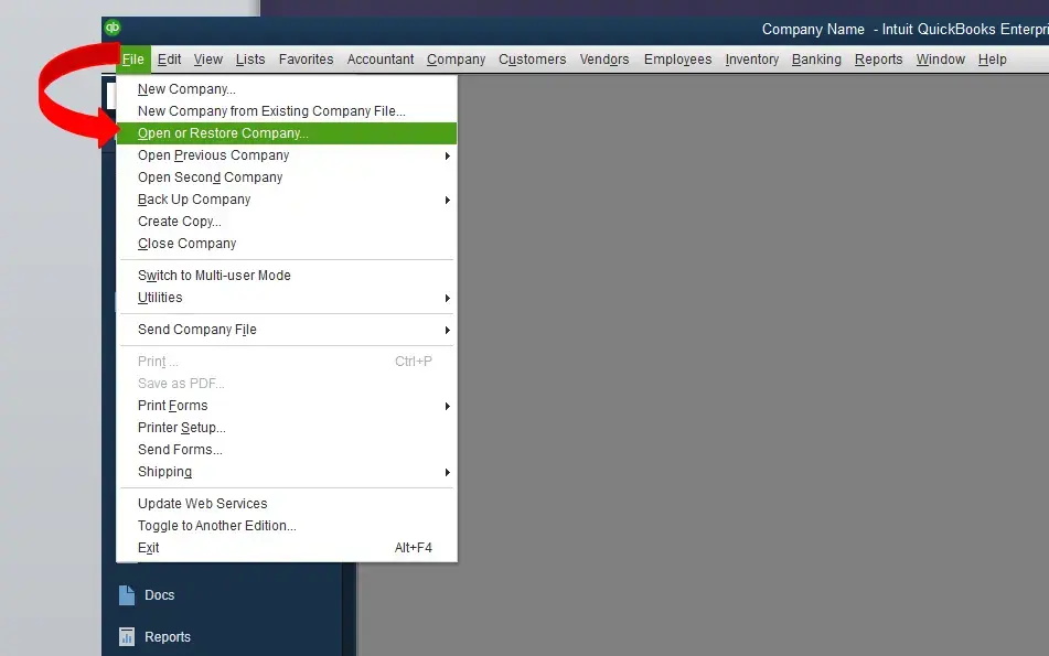 Open or Restore Company File