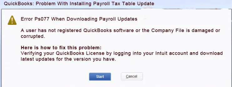 QuickBooks Error PS077