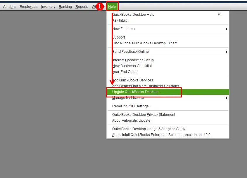 Update QuickBooks Desktop Window